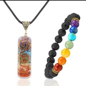 2pcs 7 Chakra Necklace And Chakra Bracelet - Chakra Jewelry  For Women Men